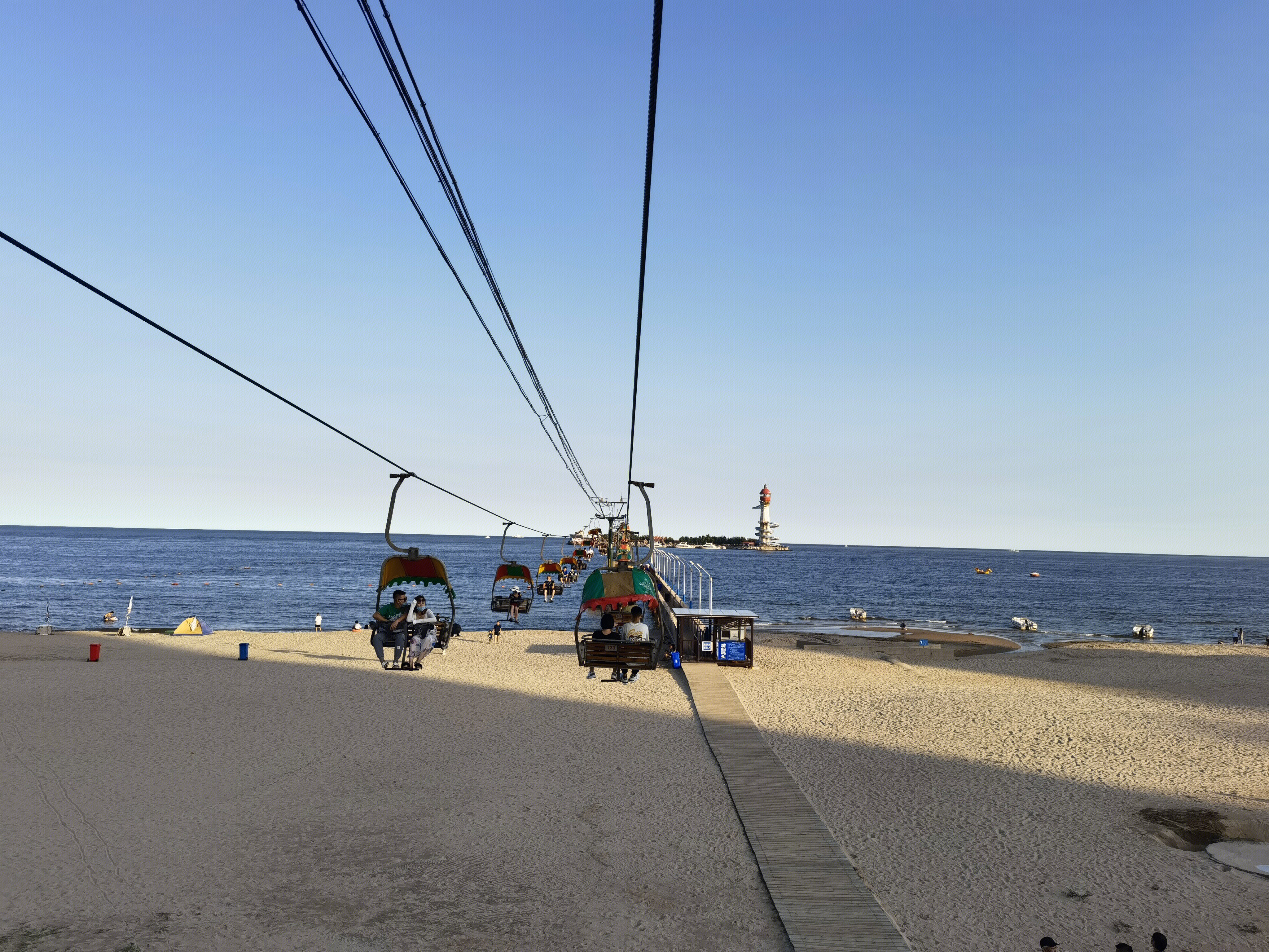 跨海索道 海边 海滩 大海 滨海 海水