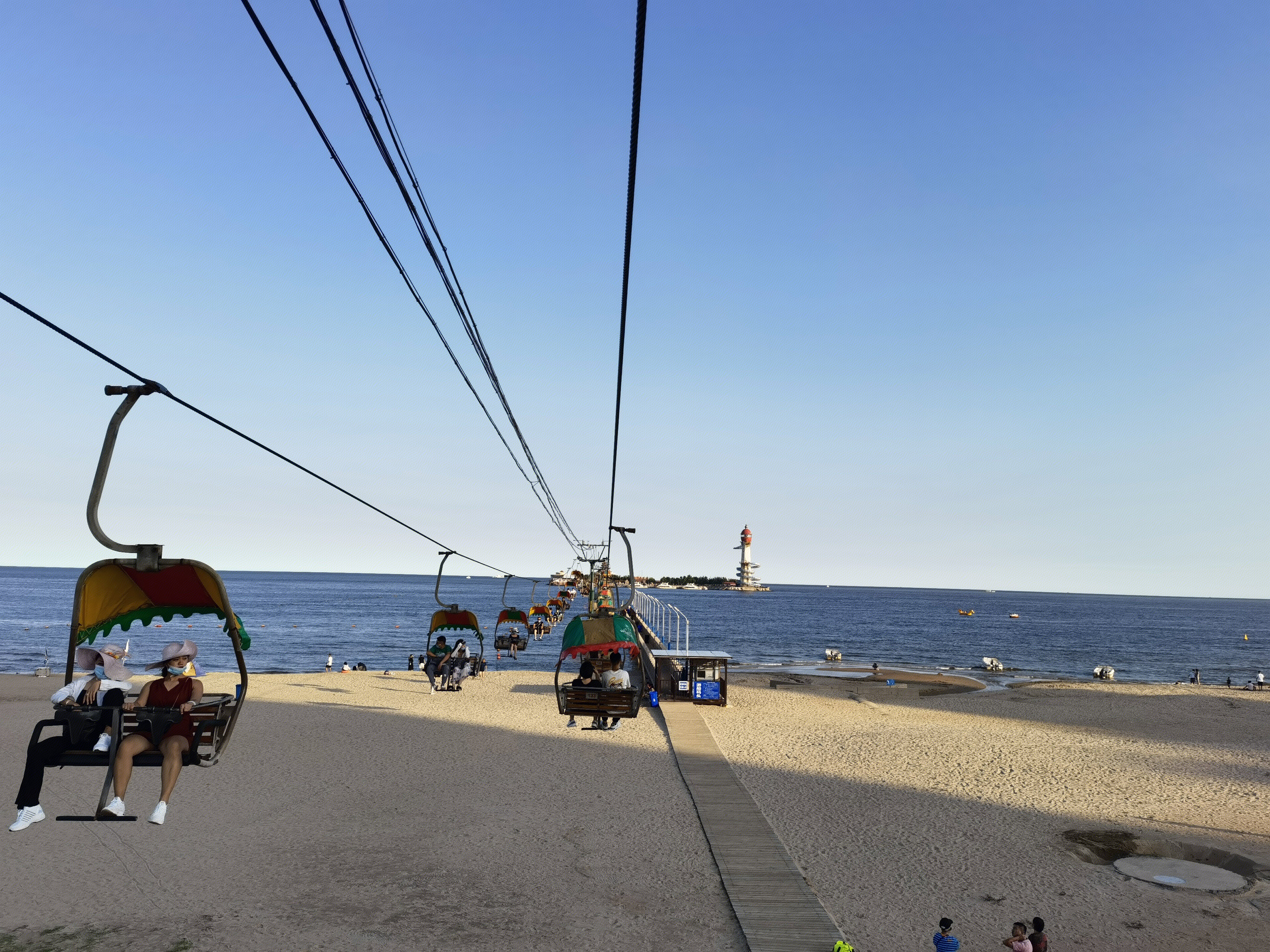 跨海索道 海边 海滩 大海 滨海 海水