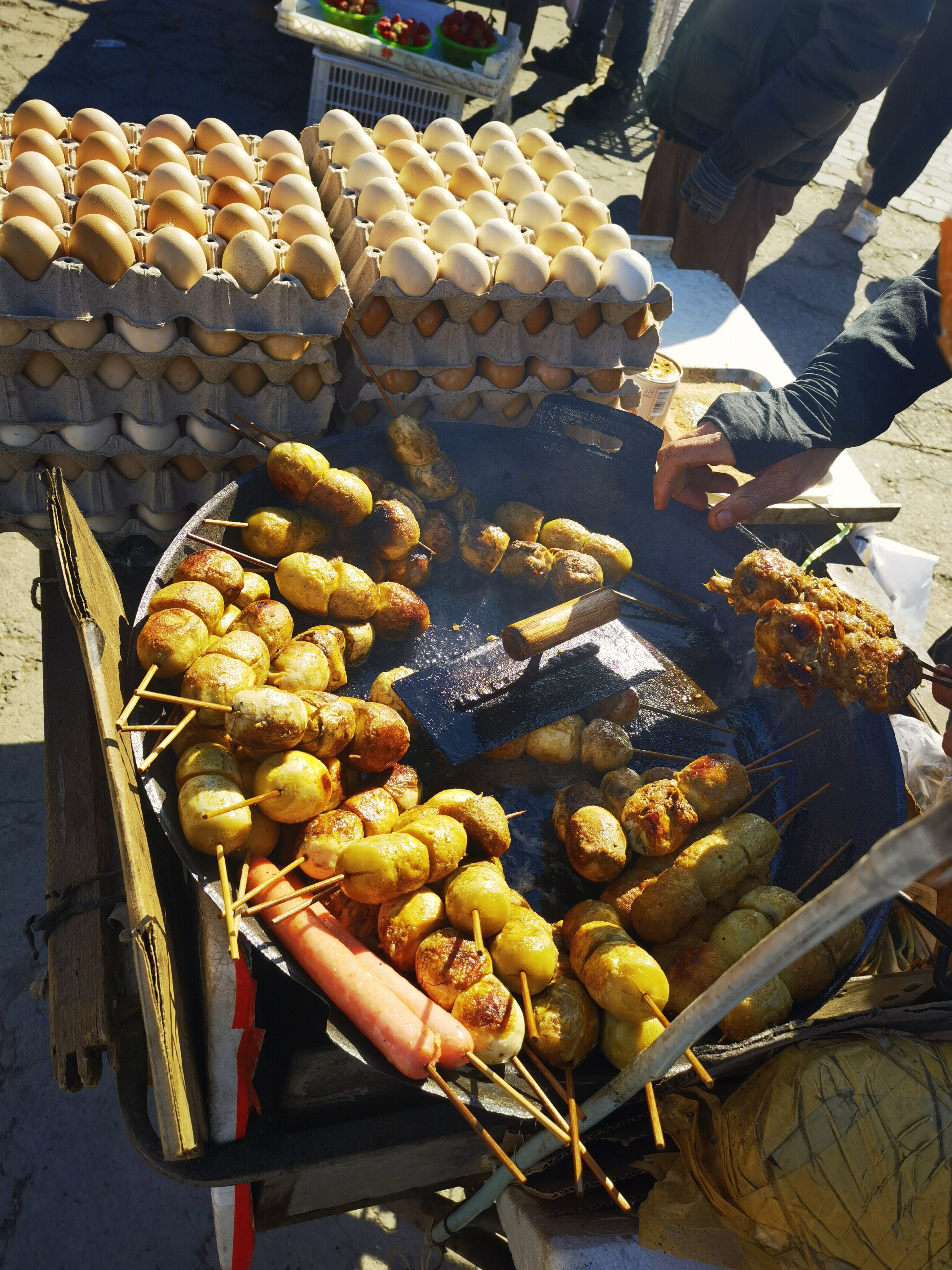 烤毛蛋 路边摊 集市