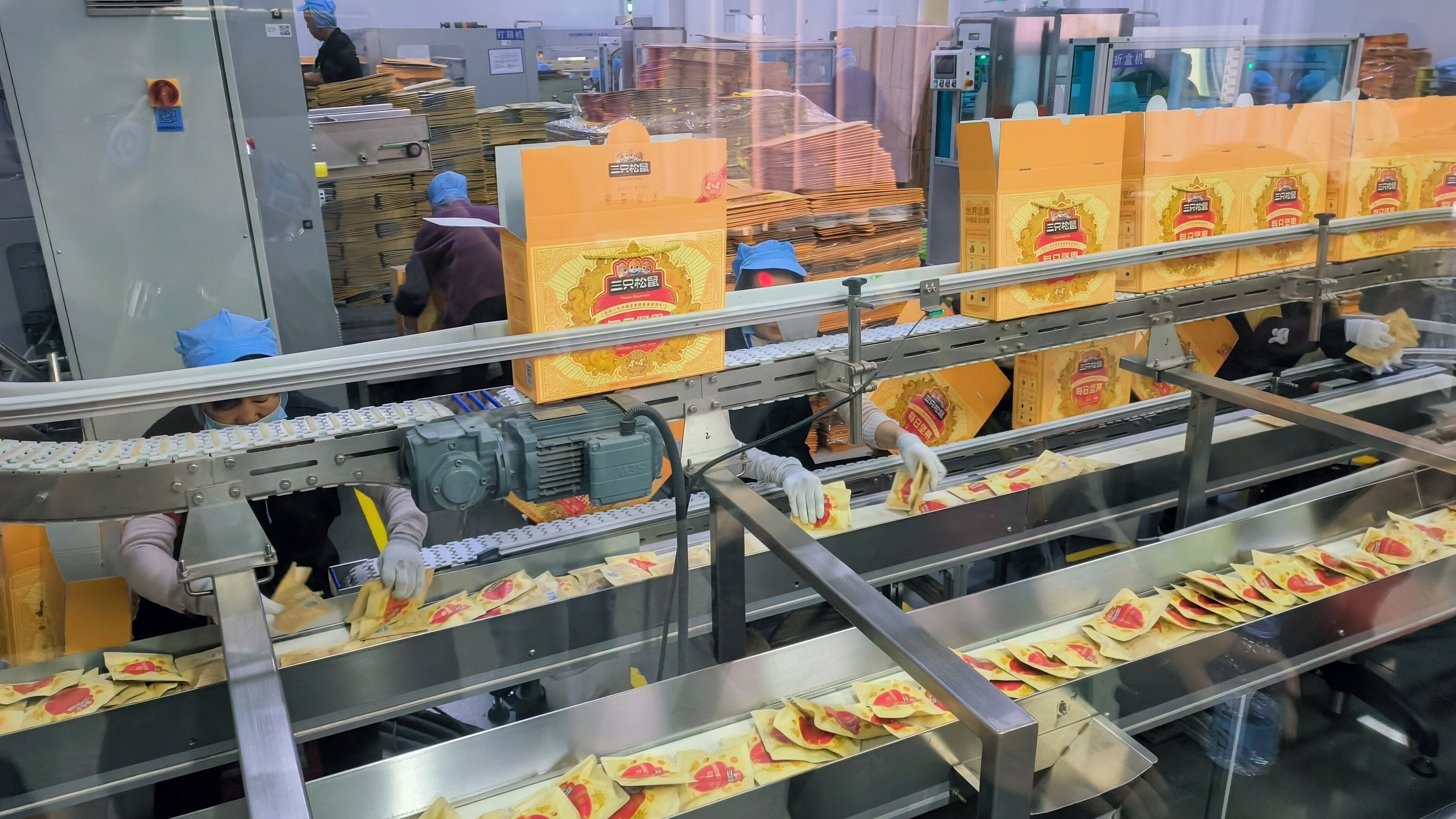 三只松鼠 休闲零食品牌 三只松鼠包装流水线 工厂