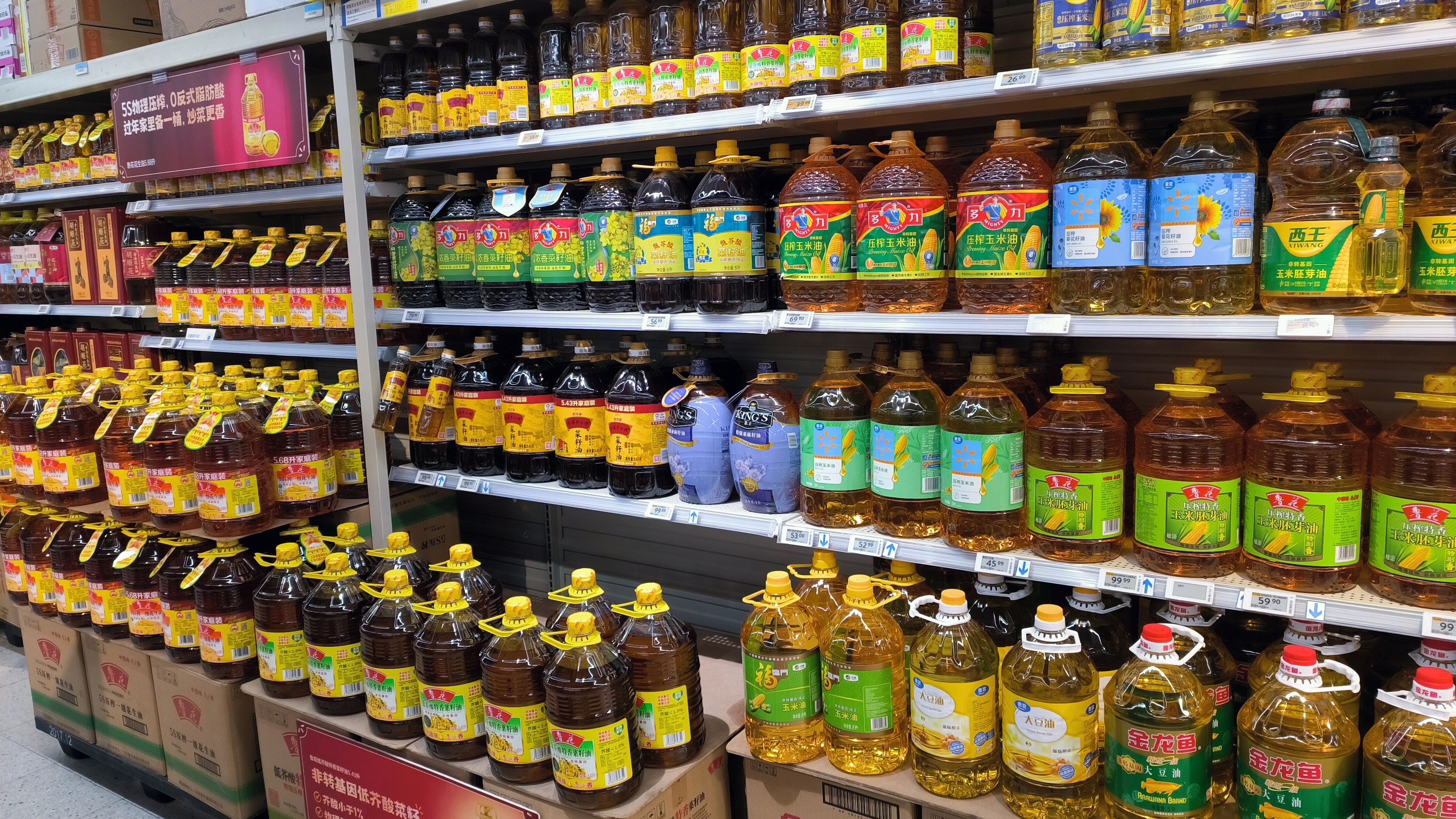 鲁花花生油 金龙鱼食用油 浓香菜籽油 玉米胚芽油 食用油 粮油区